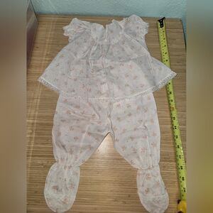 Floral Baby Outfit with Lace Trim